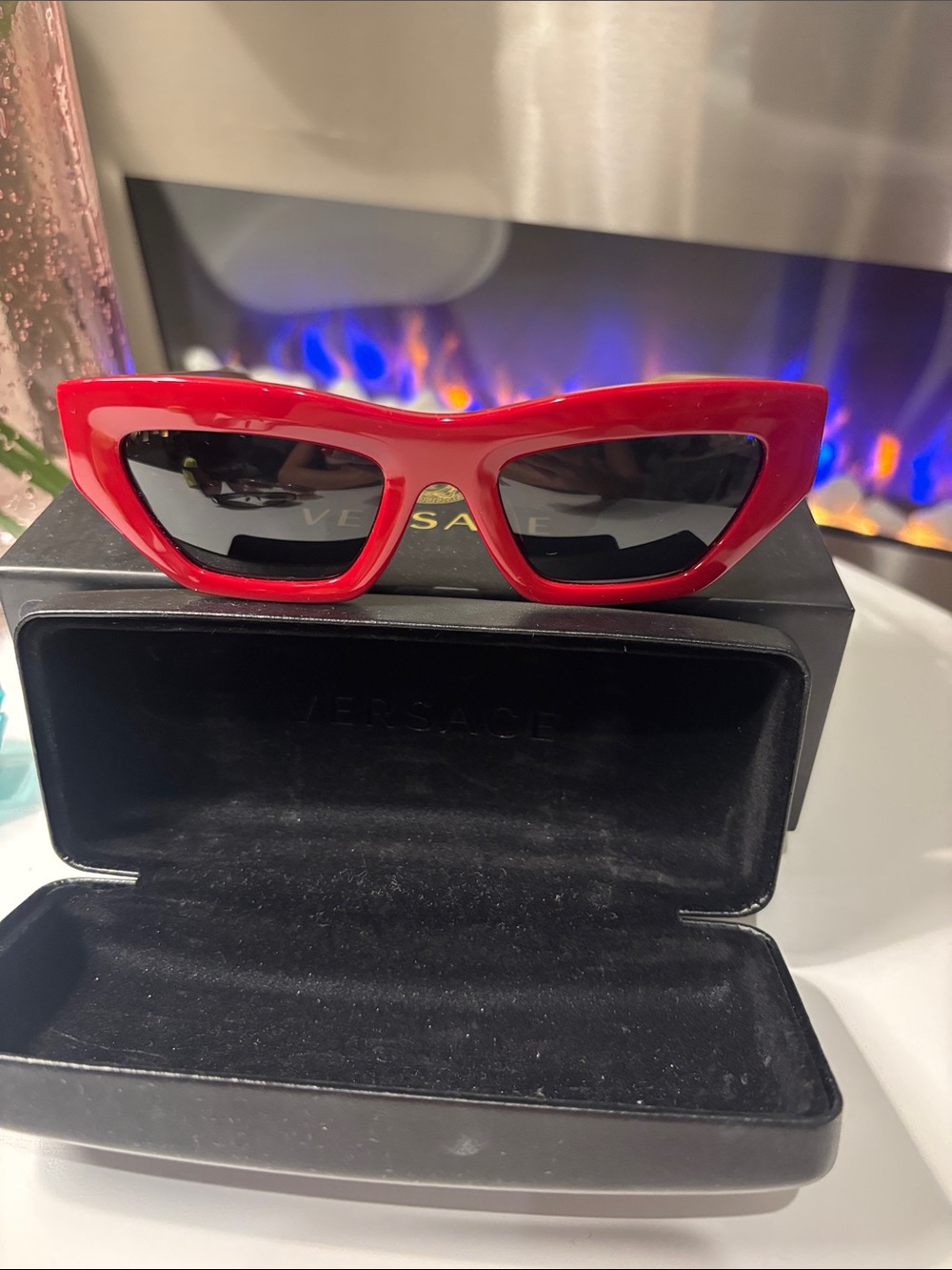 Versace Red Cat Eyeglasses